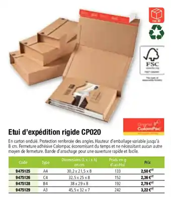 Etui d'expédition rigide CP020