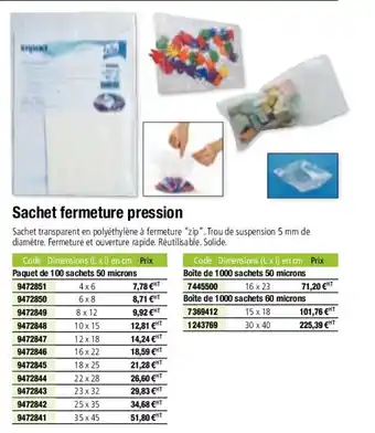 Sachet fermeture pression