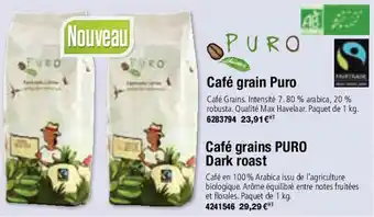 Plein ciel Café grains PURO dark roast offre