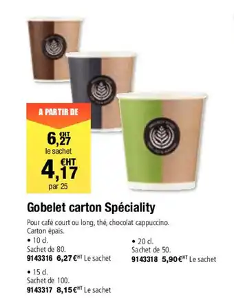 Gobelet carton spéciality