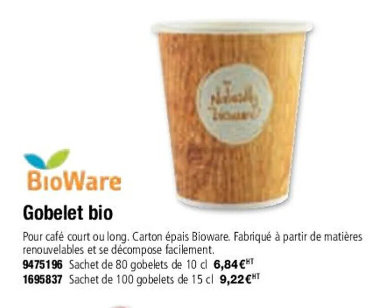 Plein ciel Gobelet bio offre