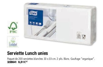 Plein ciel Serviette lunch unies offre