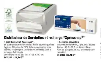 Distributeur de serviettes et recharge "xpressnap"