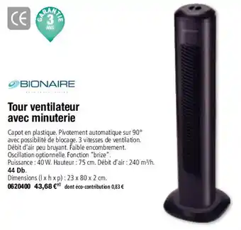Plein ciel Tour ventilateur avec minuterie offre