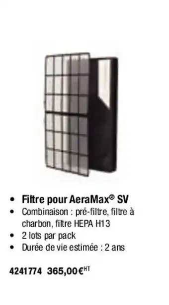 Filtre pour aeramax SV