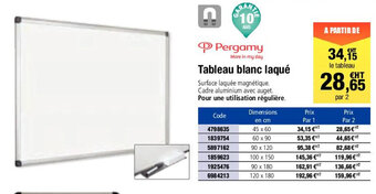 Plein ciel Tableau blanc laqué offre