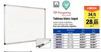 Plein ciel Tableau blanc laqué offre