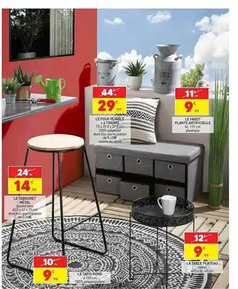 Stokomani Le tabouret métal, le tapis rond, la table plateau, le fagot, le pouf pliable offre