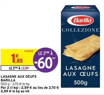 Intermarché Hyper Lasagne aux oeufs BARILLA offre