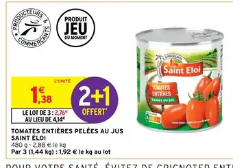 Intermarché Hyper Tomates entieres pelees au jus saint eloi offre