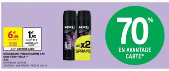 Intermarché Hyper Déodorant Provocation 48h Non-stop Frais Axe offre
