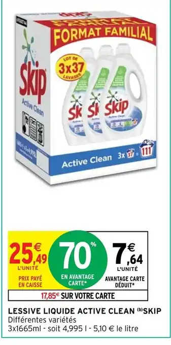 Intermarché Hyper Lessive Liquide Active Clean Skip offre