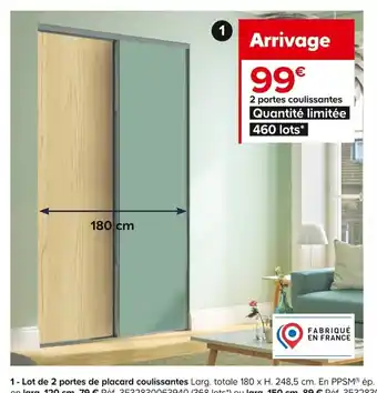Castorama Lot de 2 Portes de Placard Coulissantes offre