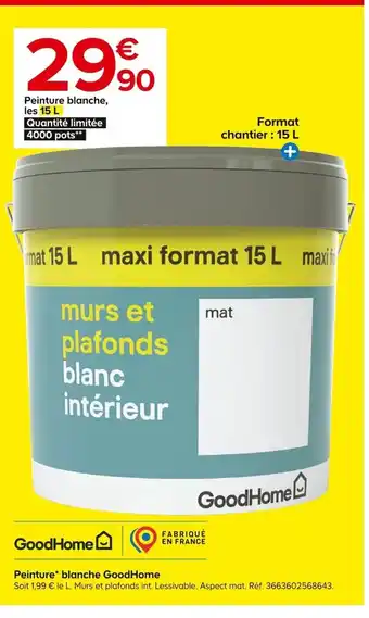Castorama Peinture Blanche Goodhome offre