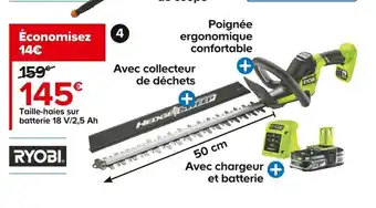 Castorama Ryobi Taille-haies sur batterie 18 V/2,5Ah offre