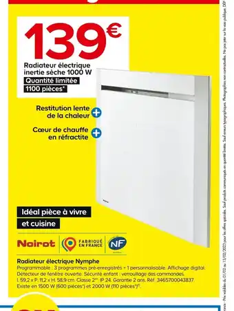 Castorama Radiateur Electrique Inertie Seche 1000w offre