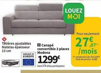 Conforama Canapé convertible 3 places modena offre