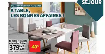 Conforama Table rectangle extensible aston offre