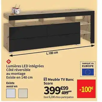 Conforama Meuble tv banc score offre