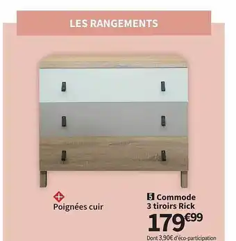 Conforama Commode 3 tiroirs rick offre