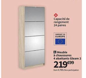 Conforama Meuble à chaussures 4 abattants gleam 2 offre