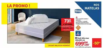 Conforama Pack néo max 140 x 190 cm simmons offre