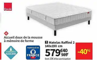 Matelas raffiné 2 140 x 190 cm epeda