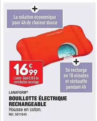 ALDI Bouillotte électrique rechargeable lanaform offre