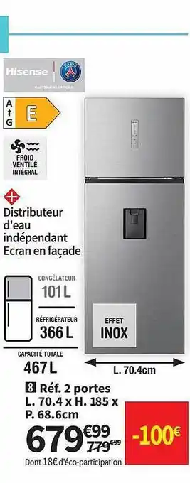 Conforama Réfrigérateur 2 portes hisense offre