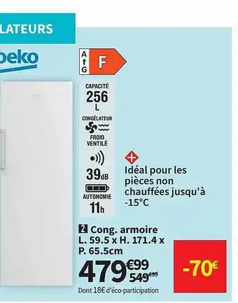 Conforama Congélateur armoire beko offre