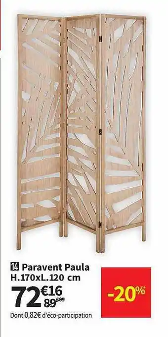 Paravent paula h.170 x l.120 cm