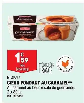 ALDI Cœur fondant au caramel milsani offre