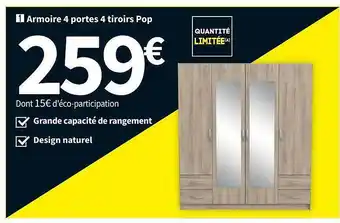 Conforama Armoire 4 portes 4 tiroirs pop offre