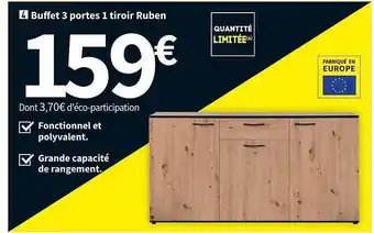 Conforama Buffet 3 portes 1 tiroir ruben offre