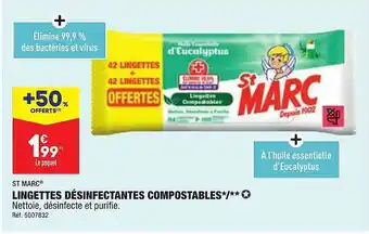 Lingettes désinfectantes compostables st marc