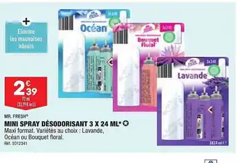 ALDI Mini spray désodorisant 3 x 24ml mr fresh offre