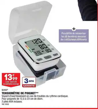 ALDI Tensiomètre de poignet quigg offre