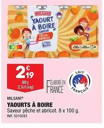 ALDI Yaourts à boire milsani offre