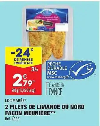 ALDI 2 filets de limande du nord façon meunière loc marée offre