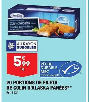 ALDI 20 portions de filets de colin d'alaska panées offre