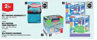 ALDI 3 chiffons absorbants twido, 2 chiffons pour fenêtres twido, 6 éponges magiques twido offre