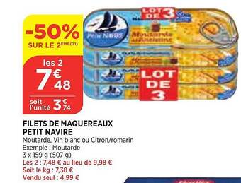 Bi1 Filets de maquereaux petit navire offre