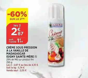 Bi1 Crème sous pression à la vanille de madagascar isigny sainte-mère offre