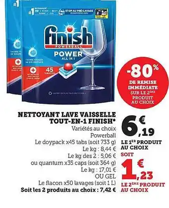 Hyper U Nettoyant lave vaisselle tout-en-1 finish offre