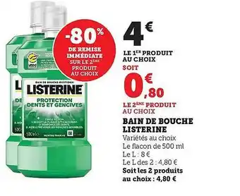 Hyper U Bain de bouche listerine offre