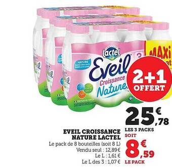 Hyper U Éveil croissance nature lactel offre