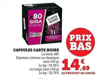 Hyper U Capsules carte noire offre
