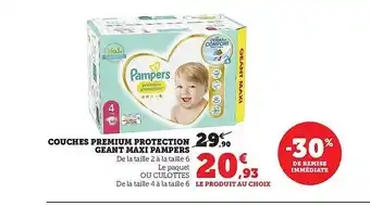 Hyper U Couches premium protection géant maxi pampers offre