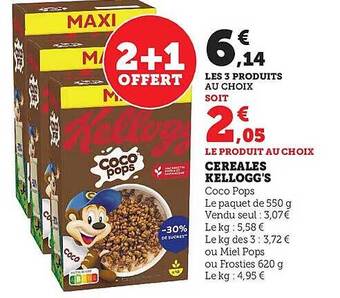 Hyper U Céréales kellogg's offre