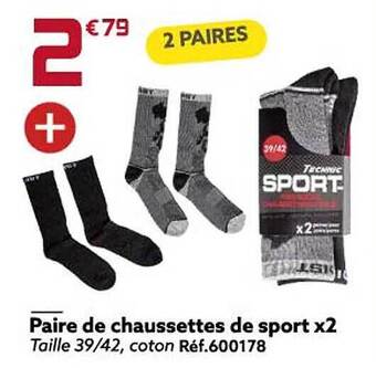 Gifi Paire de chaussettes de sport x2 offre